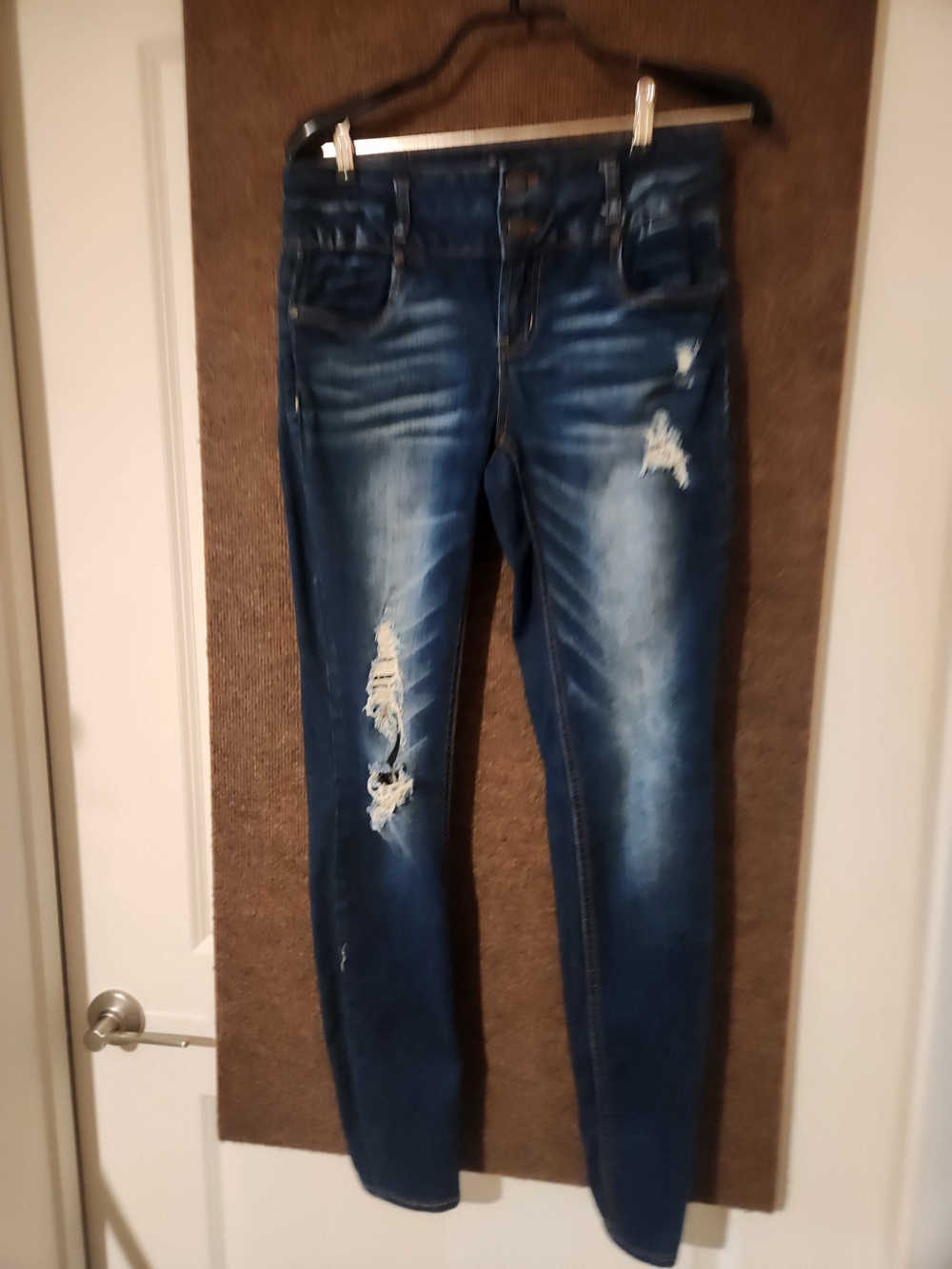 refuge Dark Blue Distressed Skinny Jeans
